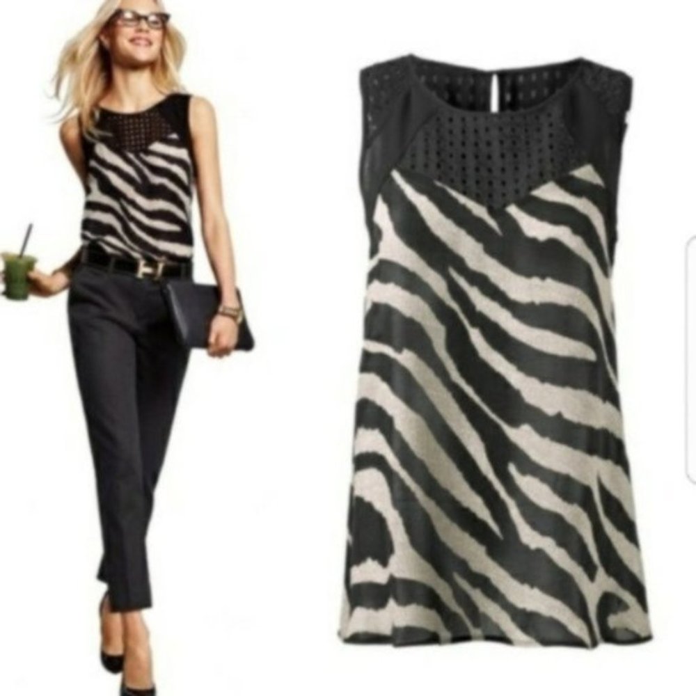 CAbi #5046 Tivoli Zebra Sleeveless Blouse (Sm)